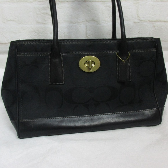 Coach Black Canvas and Leather Medium Shoulder Bag - Picture 3 of 8